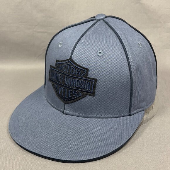 Harley Davidson Motorcycles Fitted M Hat Cap Blue Bar Shield Logo Baseball Mens - Picture 1 of 14